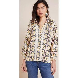 Anthropologie Porridge NEW NWT Sz XS Beige Abbe Honeycomb Shirt New Button-down